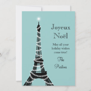 Carte turquoise de la Tour Eiffel pour les fêtes