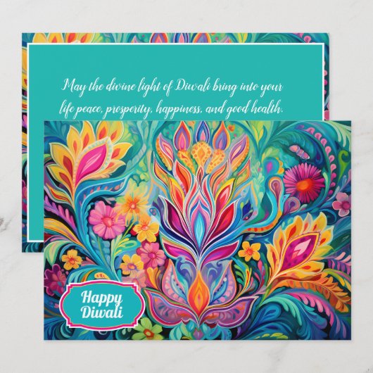 Carte Turquoise Diwali Dreamscape (Devant / Derrière)