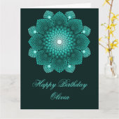 Carte Turquoise Dot Mandala Joyeux anniversaire (Fleur jaune)