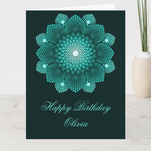 Carte Turquoise Dot Mandala Joyeux anniversaire (Devant)