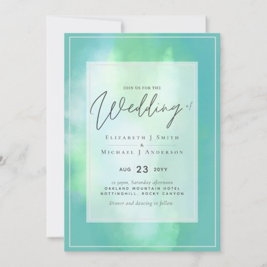 Carte Turquoise Dreams Mariage Budget moderne (Devant)