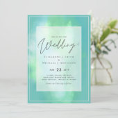 Carte Turquoise Dreams Mariage Budget moderne (Debout devant)
