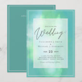 Carte Turquoise Dreams Mariage Budget moderne (Devant / Derrière)