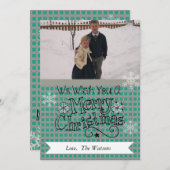 Carte turquoise et gris Joyeux Noël Photo Holiday (Devant / Derrière)