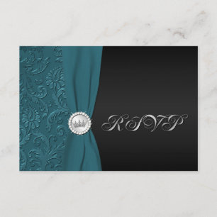 Carte turquoise et noire de Quinceanera RSVP de