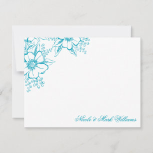 Carte Turquoise Floral Letterpress Style Mariage