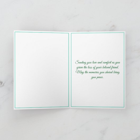 Carte Turquoise Floral moderne Perte d'animal de compagn (Intérieur)