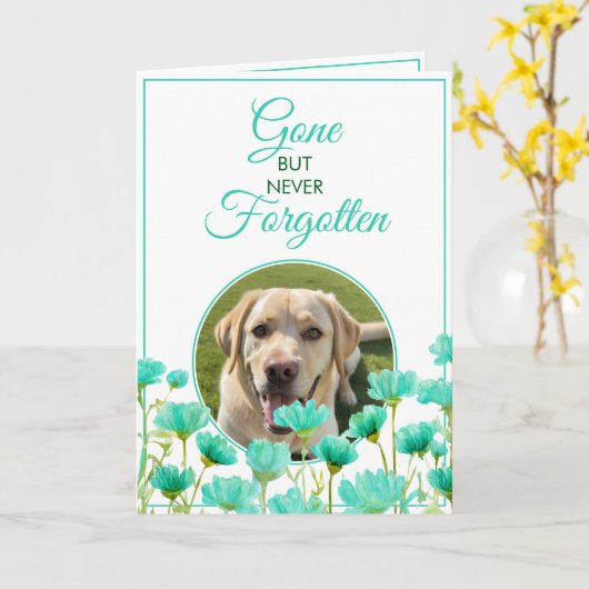 Carte Turquoise Floral moderne Perte d'animal de compagn (Fleur jaune)