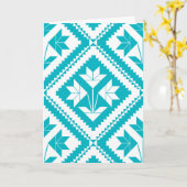 Carte Turquoise Floral Quilt Greeting Card (Fleur jaune)