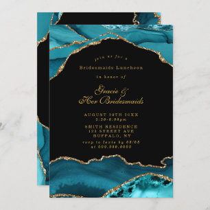 Carte Turquoise Gold Agate Stone Bridesmaids Luncheon In