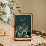 Carte turquoise Gold Luxe Floral Mariage Table Car<br><div class="desc">Notre collection "Turquoise Gold Luxurious Floral" présente de riches arrière - plans d'aquarelle en émeraude et saphir avec des roses dans les mêmes couleurs et le feuillage doré. Les lettres décoratives font partie d'un script personnalisé mais peuvent être incorporées dans un monogramme sur demande. Cette collection s'étend à travers les...</div>