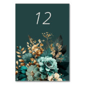 Carte turquoise Gold Luxe Floral Mariage Table Car (Dos)