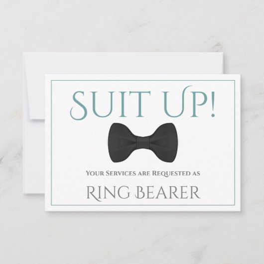 Carte Turquoise & Gray Suit Be My Ring Bearer Fun Bow Cr (Devant)