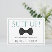 Carte Turquoise & Gray Suit Be My Ring Bearer Fun Bow Cr (Debout devant)