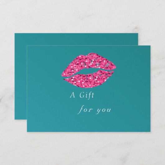 Carte Turquoise Green Lips Beauty Salon certificat cadea (Devant / Derrière)