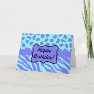 Carte Turquoise & Lavender Zebra & Cheetah Customisé