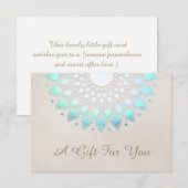 Carte Turquoise Lotus Flower certificat cadeau (Devant / Derrière)