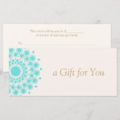 Carte Turquoise Mandala Beauty Spa Certificat cadeau (Devant / Derrière)