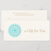 Carte Turquoise Mandala Beauty Spa Certificat cadeau (Devant / Derrière)