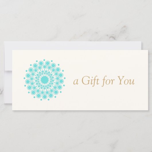 Carte Turquoise Mandala Beauty Spa Certificat cadeau (Devant)