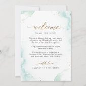 Carte Turquoise, Mariage Vert Bienvenue et Timelin (Dos)