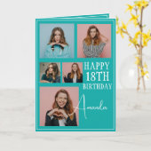 Carte Turquoise moderne 5 photo Collage 18e anniversaire (Fleur jaune)