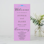 Carte Turquoise Moon Phases Plum Purple Wedding Programm (Debout devant)