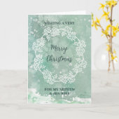 Carte Turquoise Nephew et sa femme Joyeux Noël (Fleur jaune)