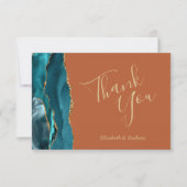 Carte Turquoise Or Agate rouille Mariage plat Merci plat (Devant)