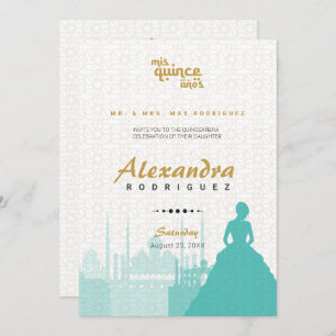 Carte Turquoise & Or Arabian Quinceañera Photo