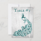 Carte turquoise Peacock Leaf Vine Table (Devant)