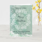 Carte Turquoise petite-fille et son mari Joyeux Noël (Fleur jaune)