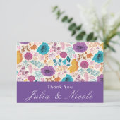 Carte Turquoise Purple Jaune Fleurs de prairie de printe (Debout devant)