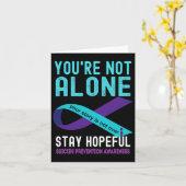 Carte Turquoise Purple Ribbon Support Prévention du suic (Fleur jaune)