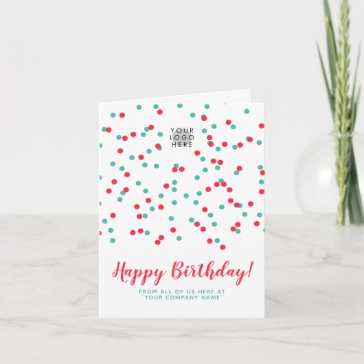 Carte Turquoise Red Confetti SVG Joyeux logo d'anniversa (Devant)