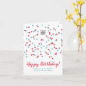 Carte Turquoise Red Confetti SVG Joyeux logo d'anniversa (Fleur jaune)
