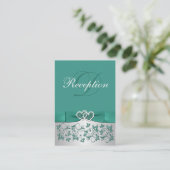 Carte Turquoise RIBBON IMPRIMÉE, Boîtier Floral Ar (Debout devant)