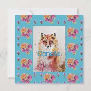Carte Turquoise Rose Rose Red Fox