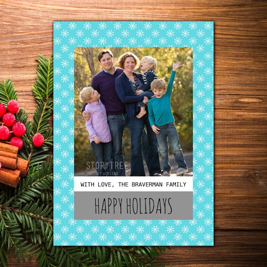 Carte Turquoise Simple Flocon de neige