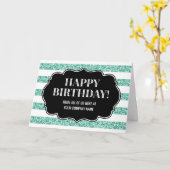 Carte Turquoise Stripes Business De Groupe Anniversaire (Fleur jaune)