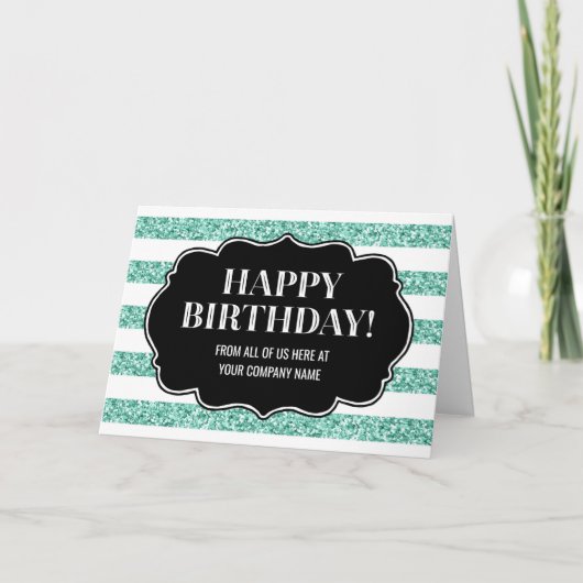 Carte Turquoise Stripes Business De Groupe Anniversaire (Devant)
