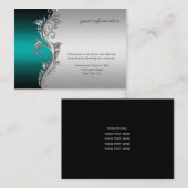 Carte Turquoise vintage de réception noire en arge (Devant / Derrière)