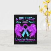 Carte Turquoise Violet Ruban Angle de l'aile Suicide Me (Fleur jaune)