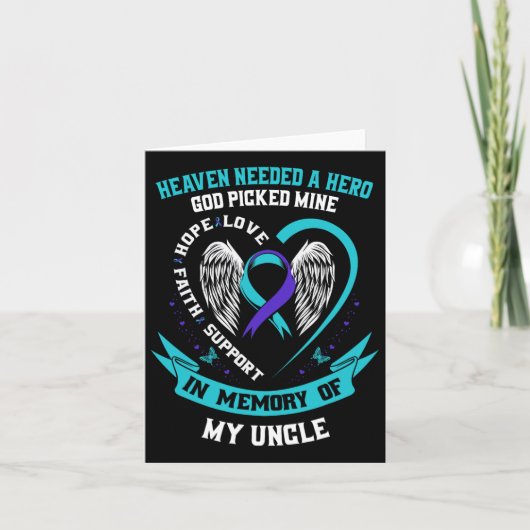 Carte Turquoise Violet Ruban Suicide Sensibilisation Che (Devant)