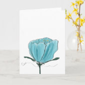 Carte Turquoise Watercolor Flower Card (Fleur jaune)