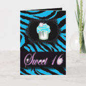 Carte Turquoise Zebra print Sweet 16 (Devant)
