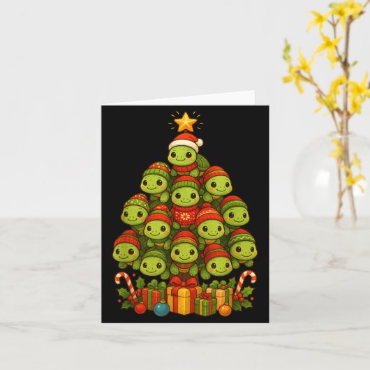 Carte Turtle Christmas Tree Funny Turtle Xmas  (Fleur jaune)