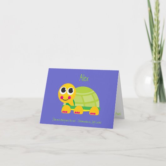 Carte Turtle Notecard with Blue Background (Devant)