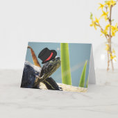Carte Turtle with an Monocle and Top Hat Blank Greeting (Fleur jaune)
