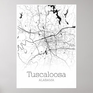 Carte Tuscaloosa - Alabama - Poster de la carte de